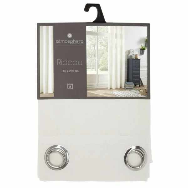 grande popularité ATMOSPHERA Rideau En Polyester Modèle Léon – 140 X 260 Cm – Ivoire 5