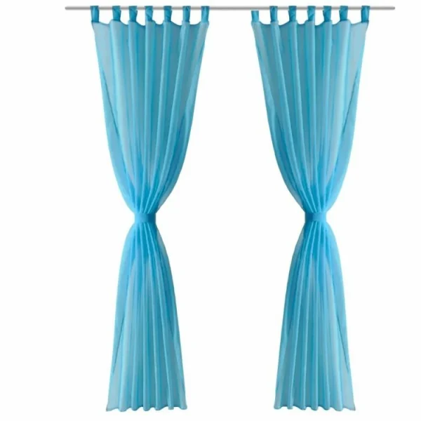 Acheter VIDAXL Rideau Fin Turquoise 140×175 Cm 2 Pcs 4