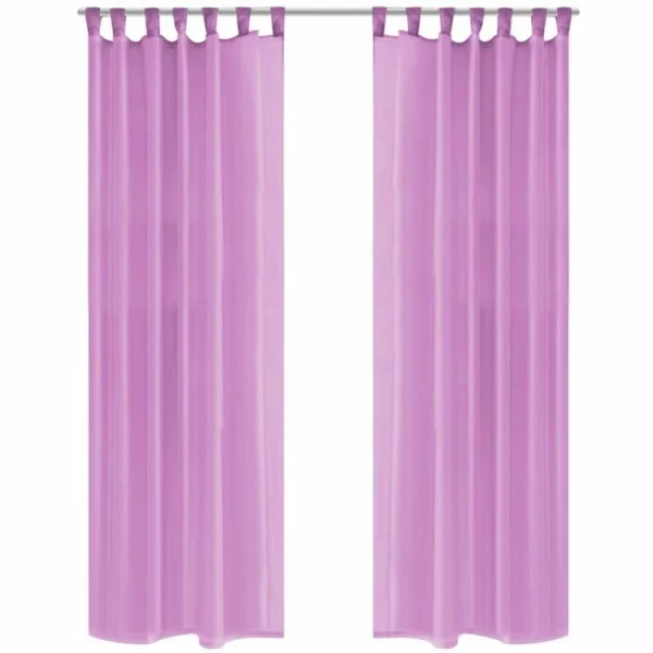 Authenticité garantie VIDAXL Rideau Occultant 2 Pcs Voile 140 X 225 Cm Lilas 1