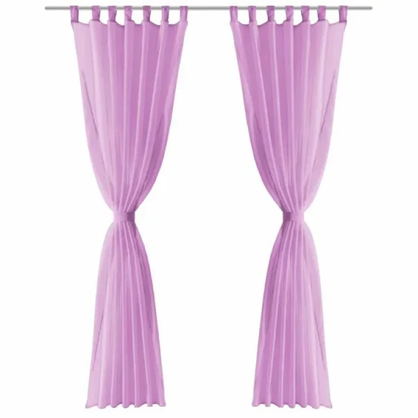 Authenticité garantie VIDAXL Rideau Occultant 2 Pcs Voile 140 X 225 Cm Lilas 3