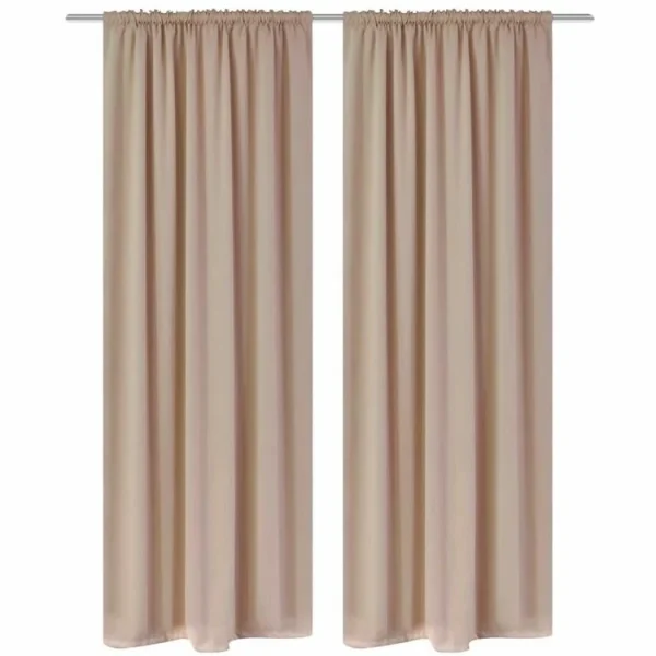 boutique pas cher VIDAXL Rideaux Occultants A Fentes 2 Pcs Creme 135 X 245 Cm 1