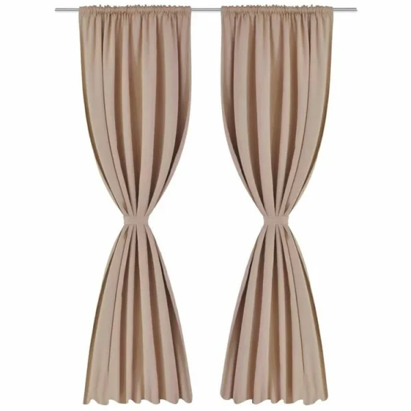 boutique pas cher VIDAXL Rideaux Occultants A Fentes 2 Pcs Creme 135 X 245 Cm 3