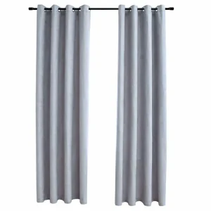 Authentic Original licence VIDAXL Rideaux Occultants Avec Anneaux En Metal 2 Pcs Gris 140×245 Cm 8