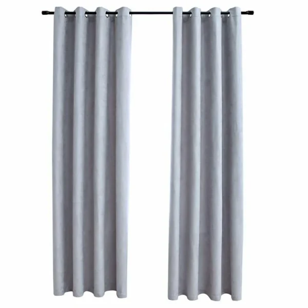 Authentic Original licence VIDAXL Rideaux Occultants Avec Anneaux En Metal 2 Pcs Gris 140×245 Cm 3