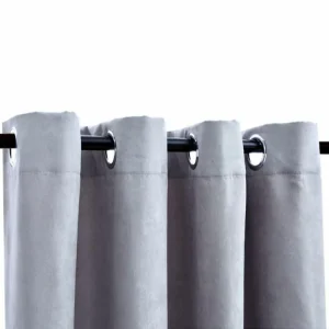 Authentic Original licence VIDAXL Rideaux Occultants Avec Anneaux En Metal 2 Pcs Gris 140×245 Cm 10