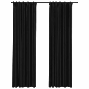Authentic Original licence VIDAXL Rideaux Occultants Aspect Lin Crochet 2pcs Anthracite 140x225cm 8