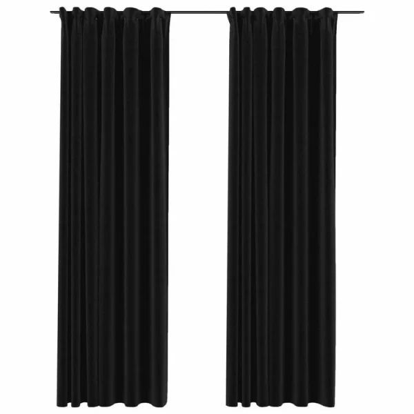 Authentic Original licence VIDAXL Rideaux Occultants Aspect Lin Crochet 2pcs Anthracite 140x225cm 3