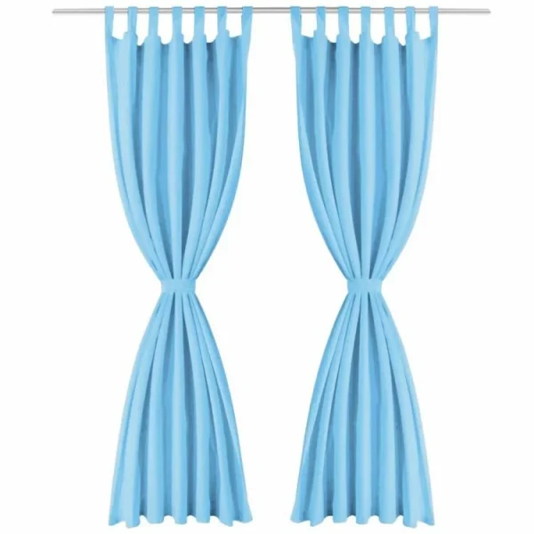 achetez pas cher VIDAXL Rideau Occultant Avec Boucles 2 Pcs 140 X 175 Cm Turquoise 3