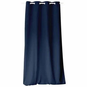 TOILINUX Lot De 2 Rideaux Unis Effet Bachette 8 œillets – 135 X 240 Cm – Bleu Marine qualité supérieure 7