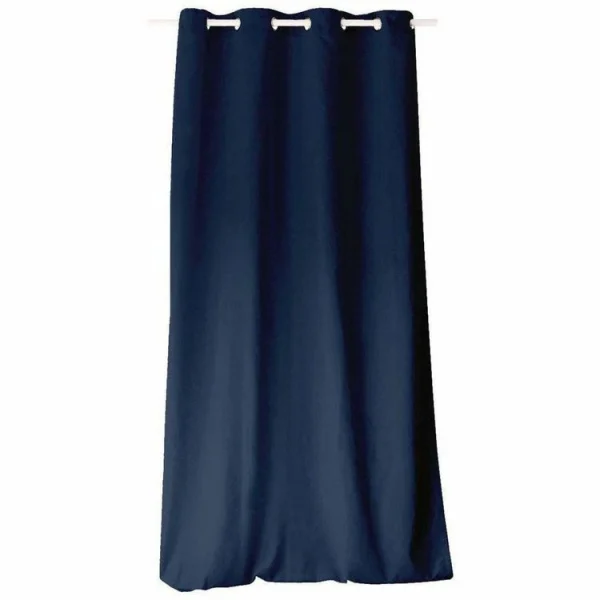 TOILINUX Lot De 2 Rideaux Unis Effet Bachette 8 œillets – 135 X 240 Cm – Bleu Marine qualité supérieure 3
