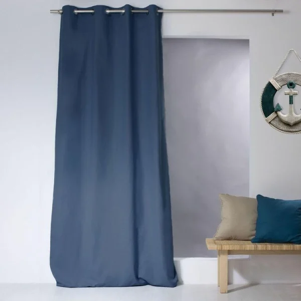 TOILINUX Lot De 2 Rideaux Unis Effet Bachette 8 œillets – 135 X 240 Cm – Bleu Marine qualité supérieure 4