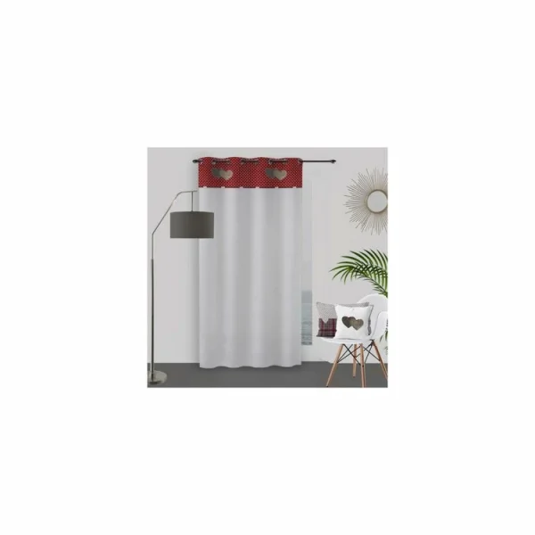 Soleil D’ocre Rideau à Oeillets Pur Coton 130×250 Cm LOVE Rouge, Par Soleil D’Ocre design à la mode 1