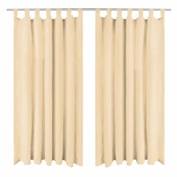 VIDAXL Rideau Occultant Avec Boucles 2 Pcs 140 X 245 Cm Beige france 1