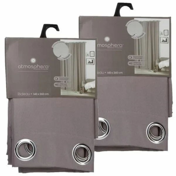 TOILINUX Lot De 2 Rideaux Isolants En Polyester – 140 X 260 Cm – Gris achetez 1