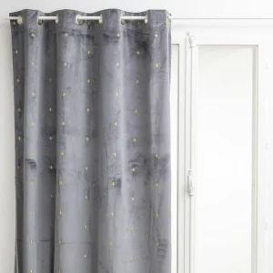 TOILINUX Lot De 2 Rideaux Avec Tissage Brodé Doré 8 œillets- 140 X 260 Cm – Gris mode 6