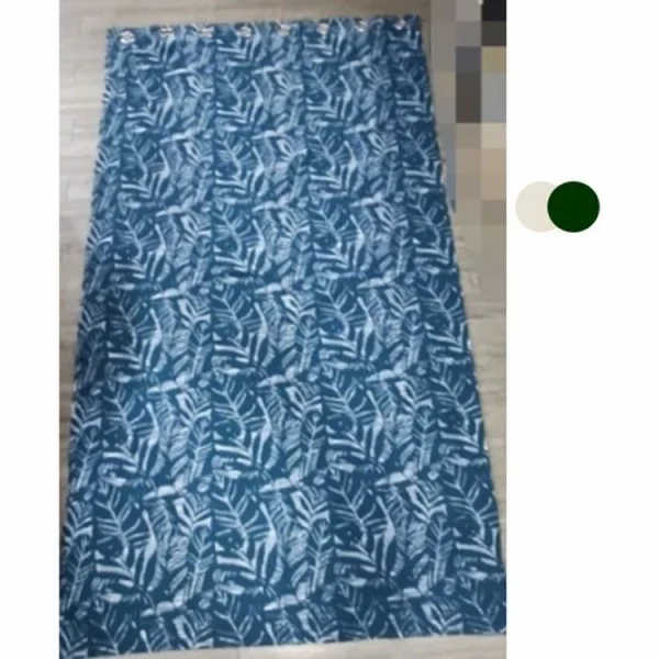 Pas Cher Magasin Soldes ATMOSPHERA Rideau Tissage Jacquard Folha – 140 X 260 – Vert Cèdre 1