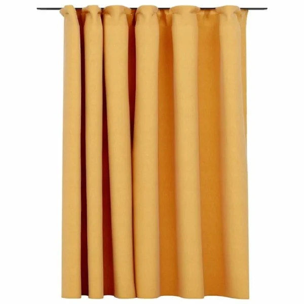 VIDAXL Rideau Occultant D’aspect De Lin Avec Crochets Jaune 290×245 Cm magasin en ligne 3