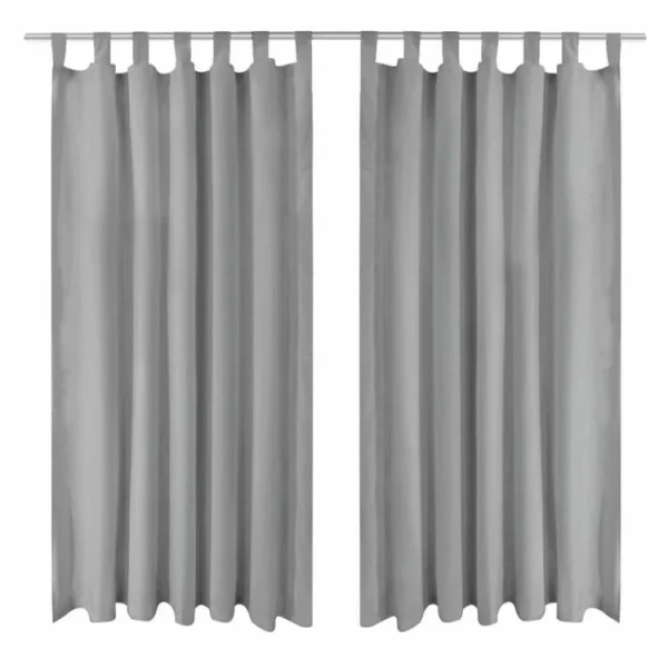 VIDAXL Rideau Occultant Avec Boucles 2 Pcs 140 X 225 Cm Gris grande surprise 1