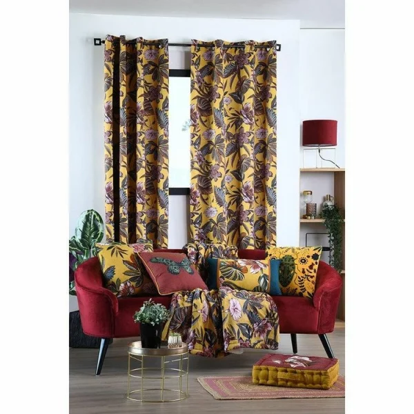 Acheter Maintenant Lovely Casa Rideau à œillets Occultant 140×260 Cm Curiosity Moutarde 3