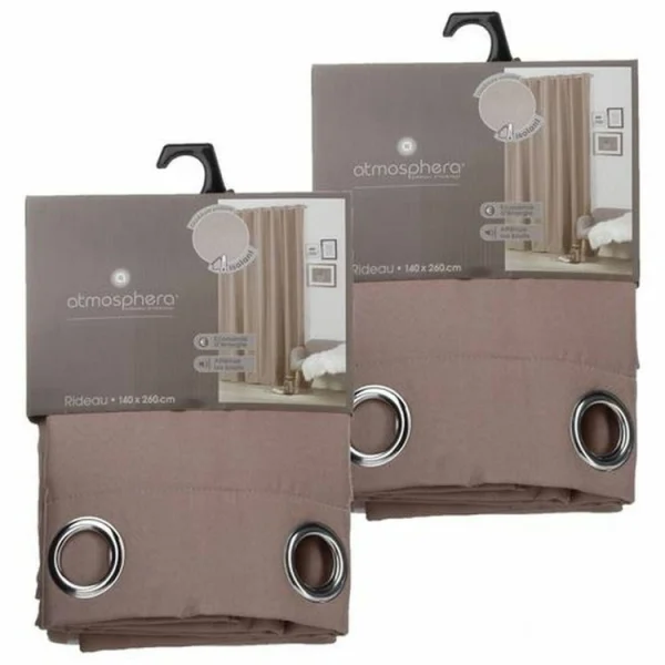 TOILINUX Lot De 2 Rideaux Isolants En Polyester – 140 X 260 Cm – Taupe vente luxe pas cher 1