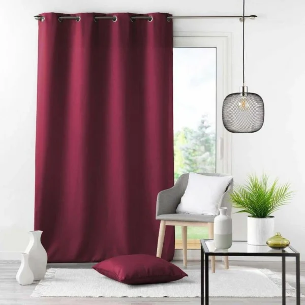 achat pas cher Paris Prix Rideau à Oeillets Essentiel 140x260cm Bordeaux 1