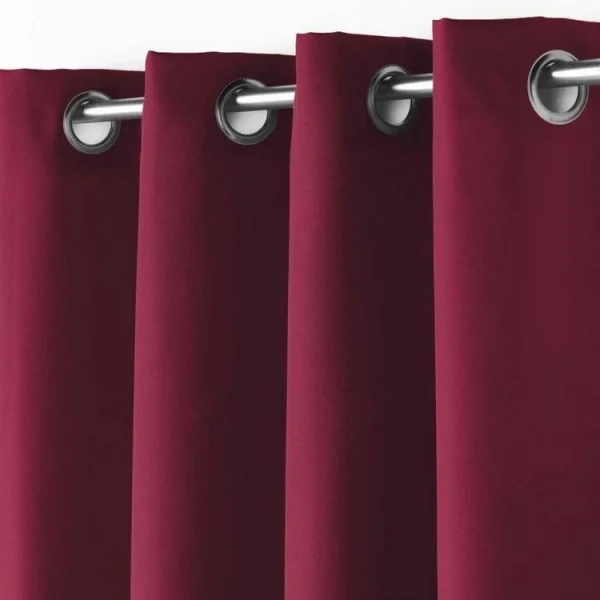 achat pas cher Paris Prix Rideau à Oeillets Essentiel 140x260cm Bordeaux 3