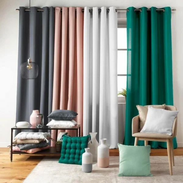 achat pas cher Paris Prix Rideau à Oeillets Essentiel 140x260cm Bordeaux 4
