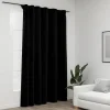 VIDAXL Rideau Occultant D’aspect De Lin Avec Crochets Noir 290×245 Cm Top ventes 13