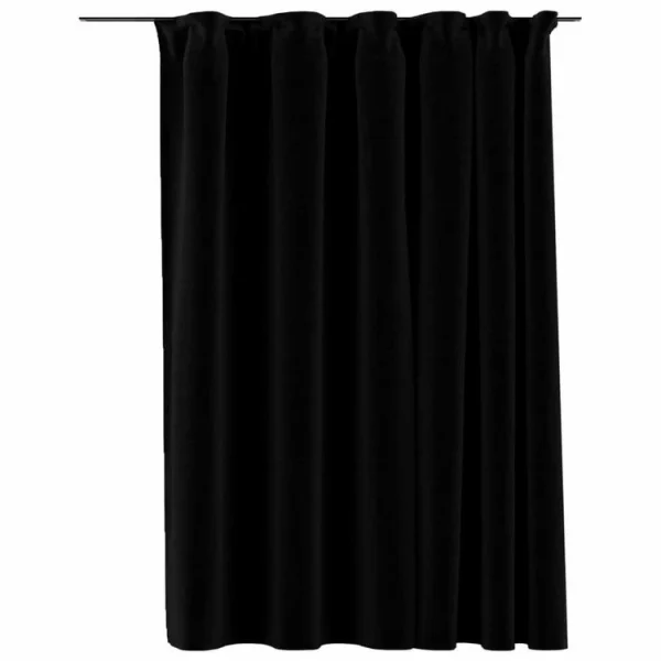 VIDAXL Rideau Occultant D’aspect De Lin Avec Crochets Noir 290×245 Cm Top ventes 3