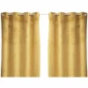 TOILINUX Lot De 2 Rideaux Avec Tissage Brodé Doré 8 œillets – 140 X 260 Cm – Ocre à prix promos 16
