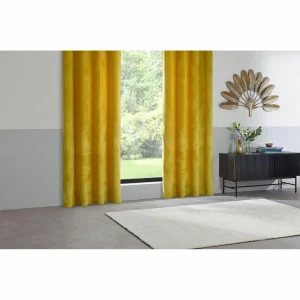 TOILINUX Lot De 2 Rideaux Avec Tissage Brodé Doré 8 œillets – 140 X 260 Cm – Ocre à prix promos 7