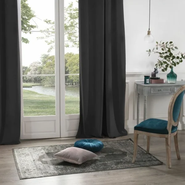 achetez pas cher ATMOSPHERA Rideau Occultant En Velours Gris Foncé – 140 X 260 Cm 4
