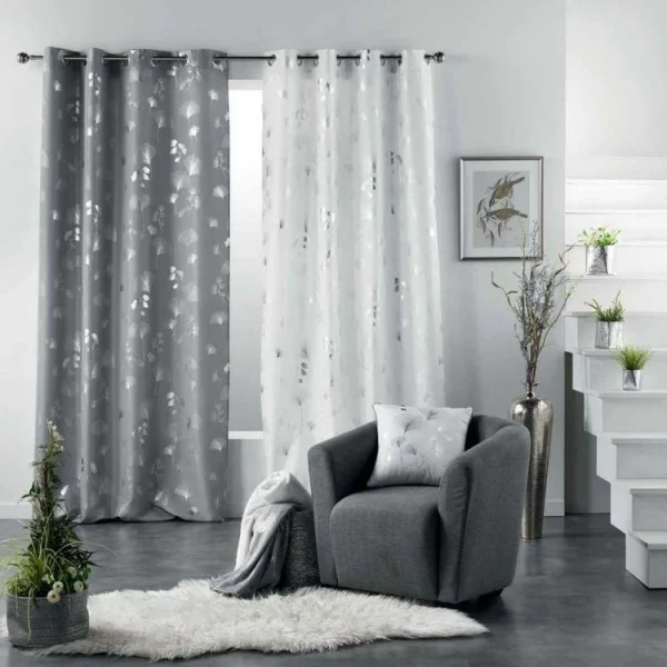 Paris Prix Rideau Déco à Œillets Bloomy 140x260cm Gris Acheter 5