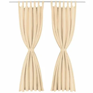 marque pas cher VIDAXL Rideau Occultant Avec Boucles 2 Pcs 140 X 175 Cm Beige 8