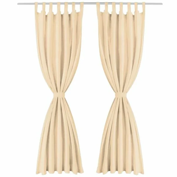 marque pas cher VIDAXL Rideau Occultant Avec Boucles 2 Pcs 140 X 175 Cm Beige 3