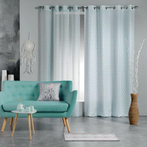 en vente Paris Prix Rideau Voilage à Œillets Constelline 140x240cm Bleu 3