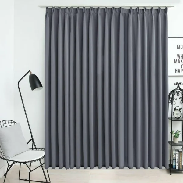 VIDAXL Rideaux Occultants Aspect Lin Avec œillets 2 Pcs Gris 140x245cm à prix d'occasion 1