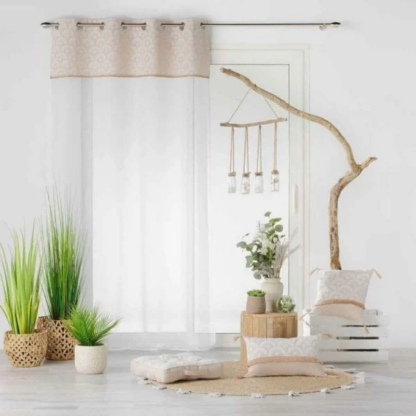 acheter Paris Prix Rideau Voilage à Œillets Bahina 140x240cm Blanc 5