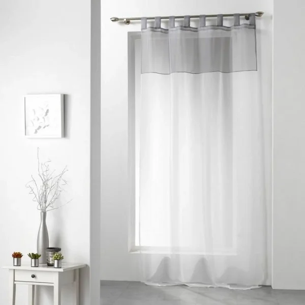 Paris Prix Rideau Voilage Duo 140x240cm Blanc & Gris soldes en ligne 1