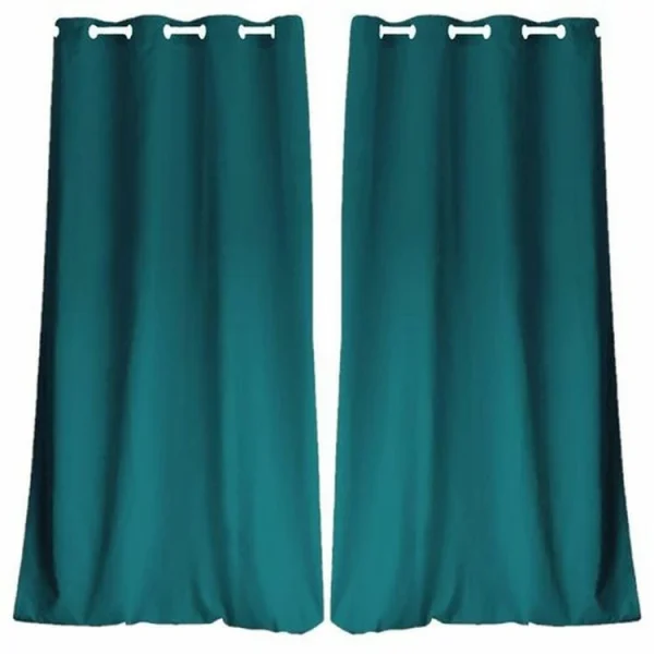 TOILINUX Lot De 2 Rideaux Panama – 240 Cm X 135 Cm – Vert émeraude Authenticité garantie 1