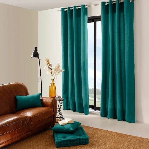 TOILINUX Lot De 2 Rideaux Panama – 240 Cm X 135 Cm – Vert émeraude Authenticité garantie 4