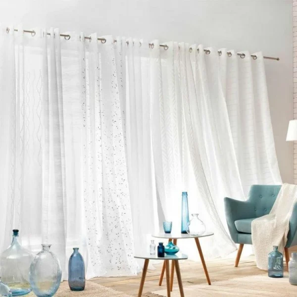 Paris Prix Rideau Voilage à Œillets Samara 135x280cm Blanc magasin solde 6