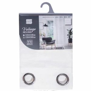 Paris Prix Rideau Voilage à Œillets Samara 135x280cm Blanc magasin solde 18