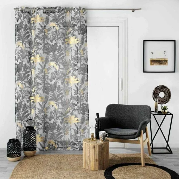 achat Paris Prix Rideau Voilage à Œillets Karaba 140x240cm Gris 4