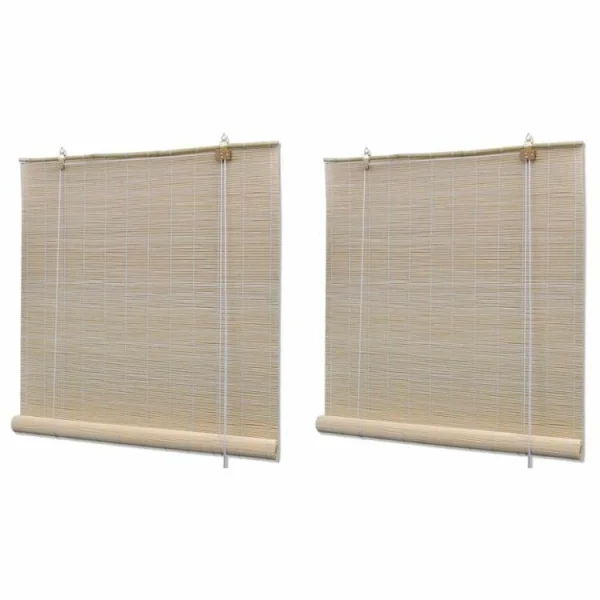 VIDAXL Stores A Rouleau Bambou Naturel 2 Pcs 120 X 160 Cm REMISE allant jusqu. 1