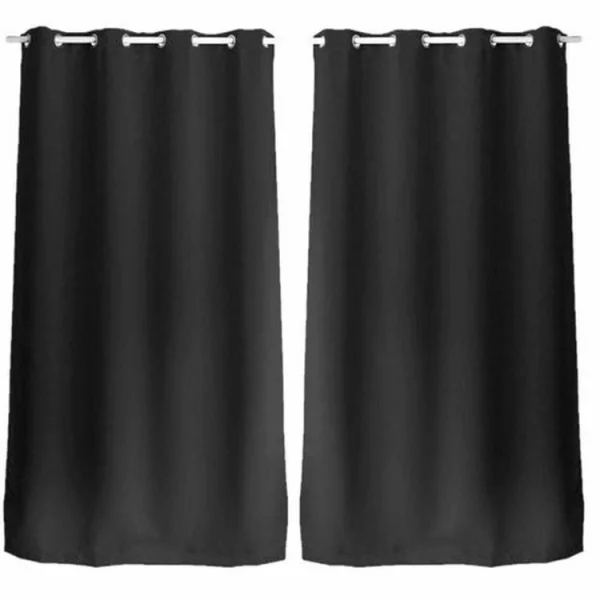 achat TOILINUX Lot De 2 Rideaux Unis Occultants Avec œillets – 140 X 240 Cm – Noir 1