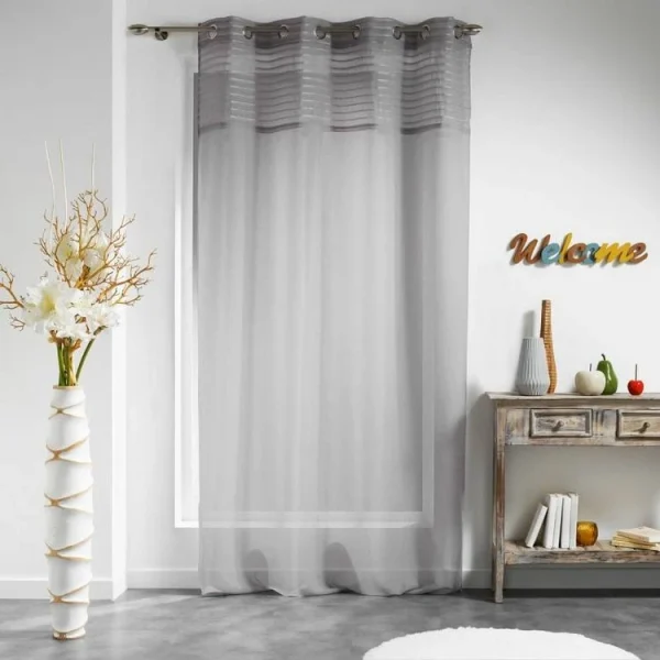 vente en ligne pas cher Paris Prix Rideau Voilage Olonne 140x240cm Gris 1