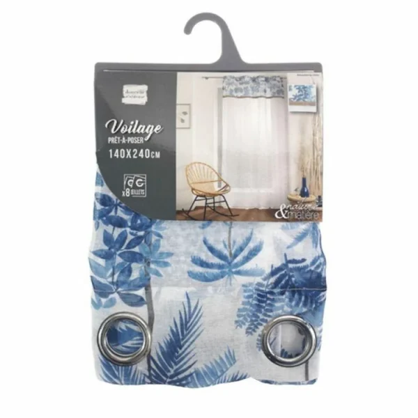 achat pas cher Paris Prix Rideau Voilage Imprimé Amazonia 140x240cm Bleu 5