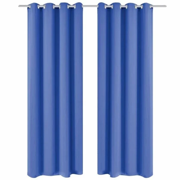achat pas cher VIDAXL Rideaux Occultants Avec Anneaux En Metal 2 Pcs Bleu 140×245 Cm 1