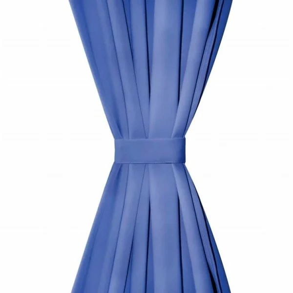 achat pas cher VIDAXL Rideaux Occultants Avec Anneaux En Metal 2 Pcs Bleu 140×245 Cm 4